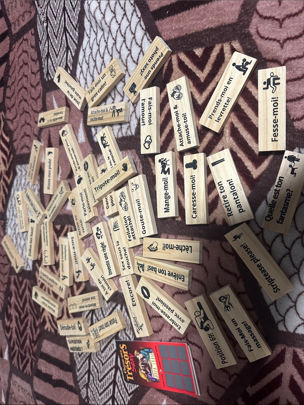 Love Tree Wooden Game Tiles Set in Natural Wood and Black